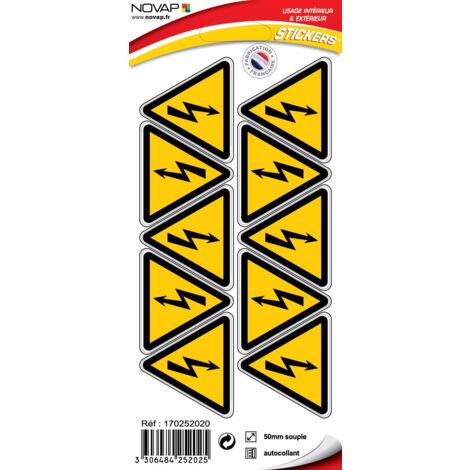 Novap - Pittogramma di pericolo elettrico 10 adesivi triangolo, 50 mm
