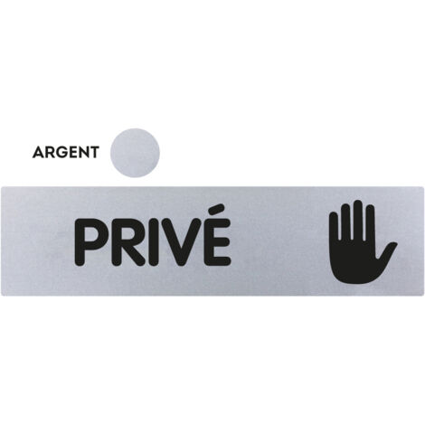 Novap – Plaque de porte privé argent 170x45mm – Fixation adhésive – Pour intérieur classique – 4320953