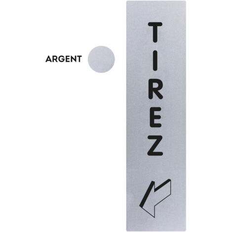 Novap – Plaque de porte tirage vertical 170x45mm – Argent classique – Installation par adhésifs puissants – 4321332