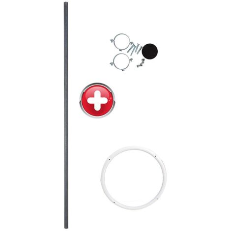 Novap – Poteau acier galvanisé 2,50 m très grande hauteur avec support panneau – Fixation sécurisée pour disque Ø450 mm – 2229128
