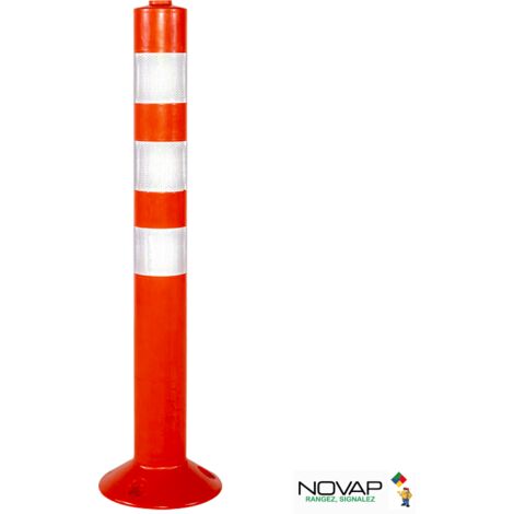 Novap – Poteau flexible en polyuréthane 700mm – Résistant aux hydrocarbures – Marquages réfléchissants – Fixations incluses – 6101475