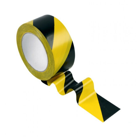 Novap – Ruban de signalisation adhésif jaune et noir 50mm x 33m – Adhérence sur surfaces lisses – Épaisseur 170 microns pour marquage durable