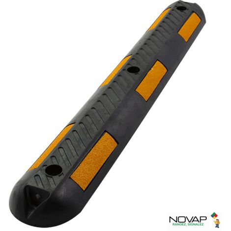 Novap – Séparateur de voie caoutchouc noir et jaune 1000x150x50mm – Bandes rétroréfléchissantes – Résistant UV et hydrocarbures – 6101468