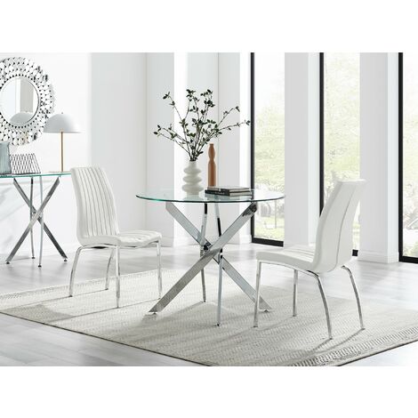 Novara 100cm Round Dining Table & 2 Isco Chairs