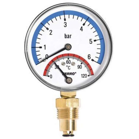 Novaservis Accesorios de fontanería - Termomanómetro 1/2" radial, 0-6 bar TM80R