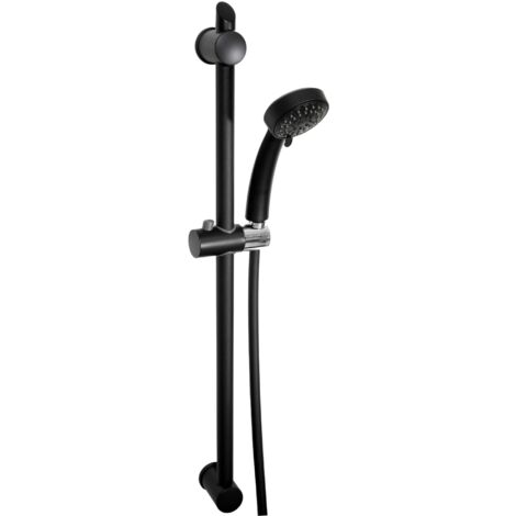 Novaservis Conjuntos de ducha - Conjunto de cabezal de ducha, 3 chorros, soporte, barra y manguera, negro KIT602,5