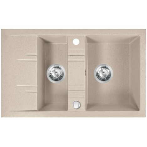 Novaservis Éviers - Evier double en granit 79x48 cm, sable DRGM3/48/79SA