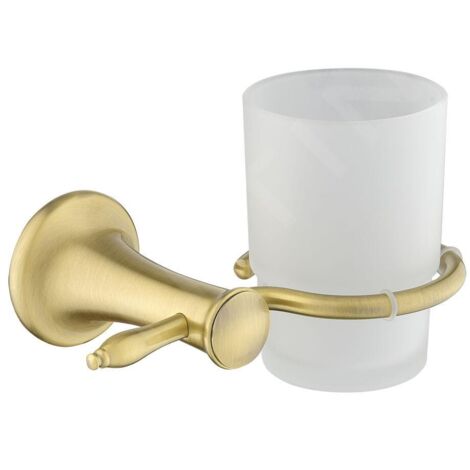Novaservis Ferro Antica - Pot à brosse à dents et à dentifrice avec support, verre givré/bronze AAI03BR