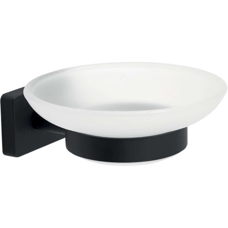 Novaservis Ferro Greta - Jabonera con soporte, vidrio esmerilado/negro mate AGR02BL