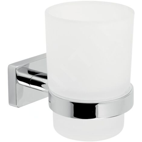 Novaservis Ferro Greta - Verre pour brosse à dents et dentifrice avec support, verre dépoli / chrome AGR03