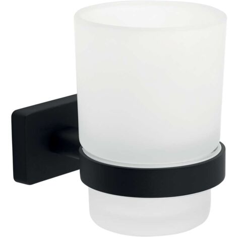 Novaservis Ferro Greta - Zahnbürsten- und Zahnpastahalter, Milchglas/Schwarz matt AGR03BL