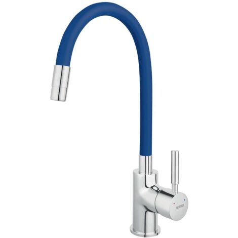 Novaservis Ferro - Grifo de fregadero con brazo flexible, cromo/azul 70710,0MD
