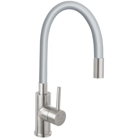 Novaservis Ferro - Grifo de fregadero con brazo flexible, gris/acero inoxidable 70710,4S