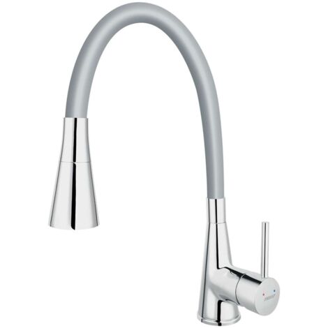 Novaservis Ferro - Grifo de fregadero con brazo flexible y ducha, gris/cromo 70720,0S