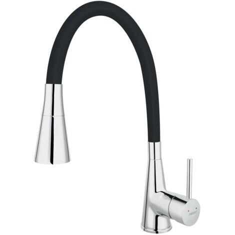 Novaservis Ferro - Grifo de fregadero con brazo flexible y ducha, negro/cromo 70720,0C