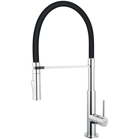 Novaservis Ferro - Grifo de fregadero con brazo flexible y ducha, negro/cromo BLE4B