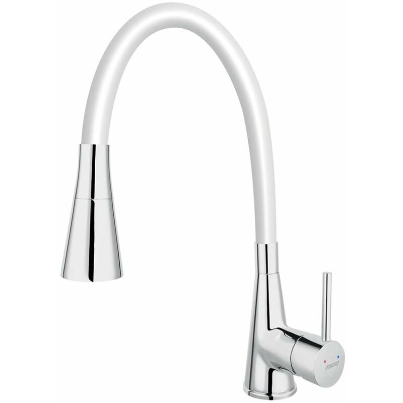 Novaservis - Ferro - Mitigeur d'évier avec bras flexible et douchette, blanc / chrome 70720,0B