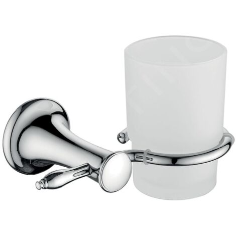 Novaservis Ferro Retro - Verre pour brosse à dents et dentifrice avec support, verre dépoli / chrome ARE03