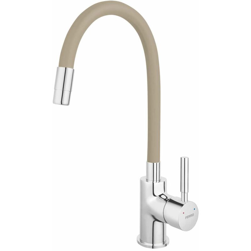 Ferro - Robinetterie d'évier avec bec flexible, beige/chrome 70710,0BE - Novaservis