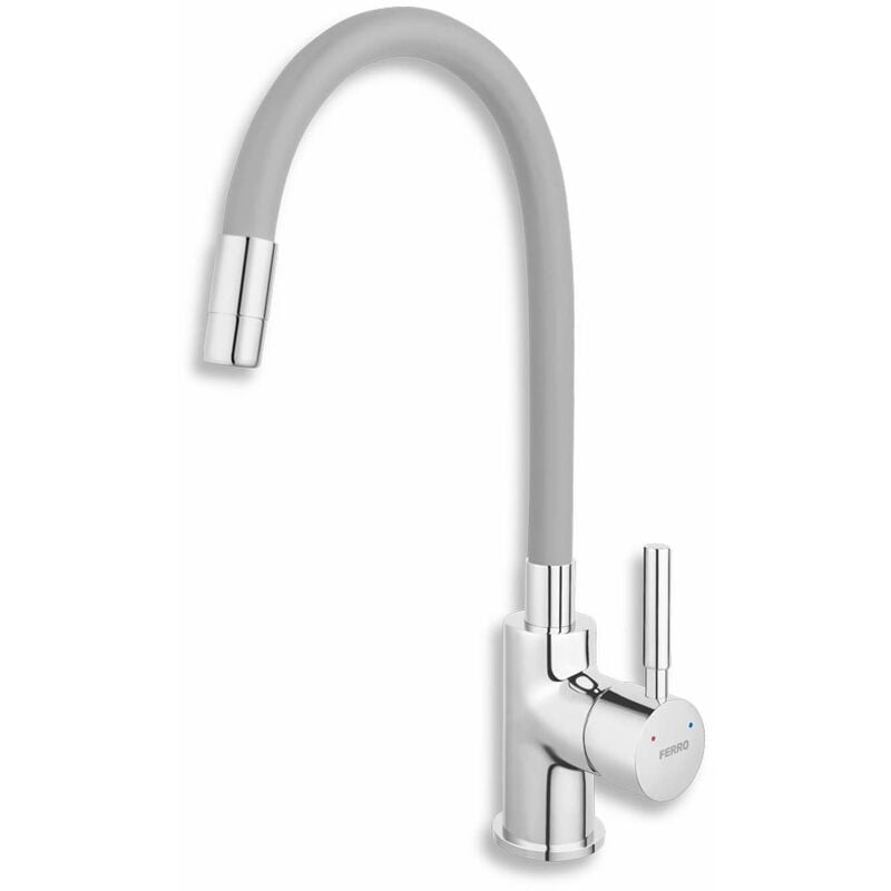 Ferro - Robinetterie d'évier avec bec flexible, gris argenté/chrome 70710,0S - Novaservis