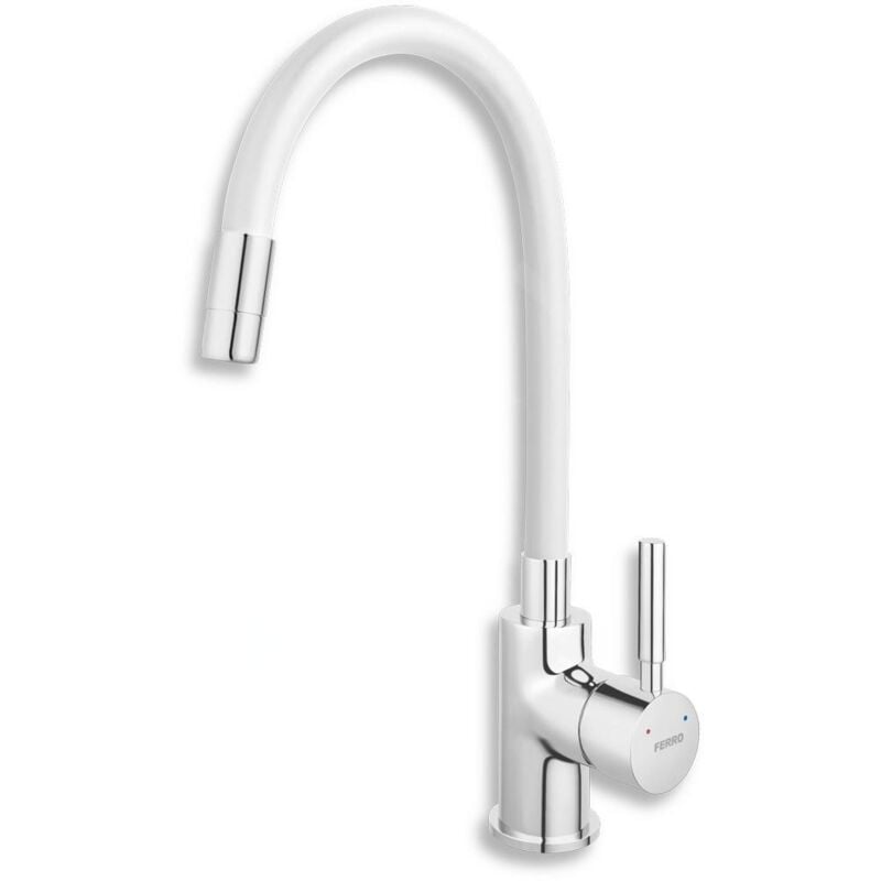 Novaservis - Ferro - Robinetterie d'évier avec bras flexible, blanc/chrome 70710,0B