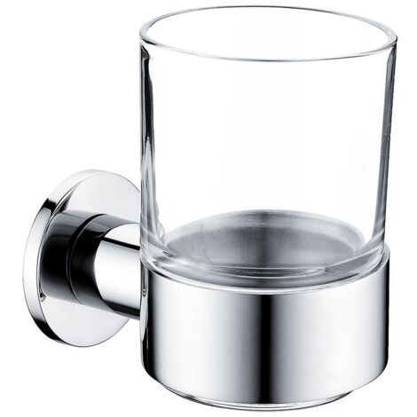 Novaservis Ferro Smile - Pot à brosse à dents et à dentifrice avec support, verre/acier inoxydable poli ASM03