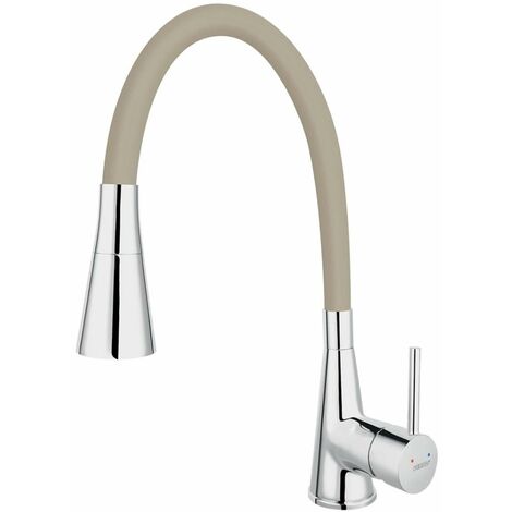 Novaservis Ferro - Spültischarmatur mit flexiblem Arm und einer Brause, Beige/verchromt 70720,0BE
