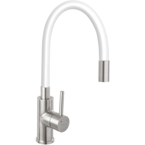 Novaservis Ferro - Spültischarmatur mit flexiblem Arm, weiß/Edelstahl 70710,4B