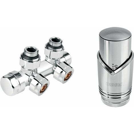 Novaservis - Kit de raccordement pour éléments chauffants avec connexion central, entraxe 50 mm, chrome ZTD30CR