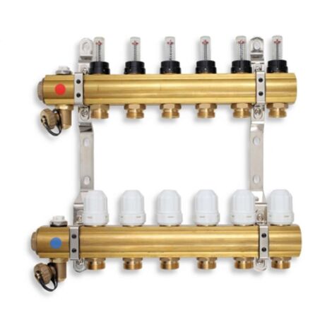 Novaservis Materiale idraulico - Manifold con valvole termostatiche, reg. con valvole di flusso meccanico, 4 circuiti RZP04S