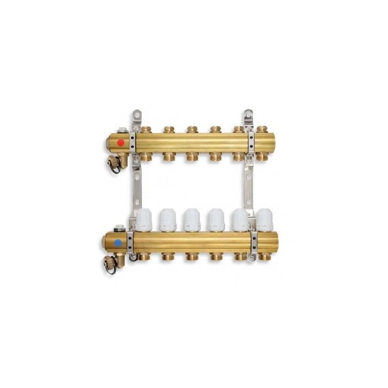 Matériel de plomberie - Collecteur avec vannes de contrôle, thermostatiques et mécaniques, 6 circuits RZ06S - Novaservis