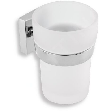 Novaservis Metalia 12 - Verre pour brosses à dents et dentifrice avec support, verre/chrome 0206,0