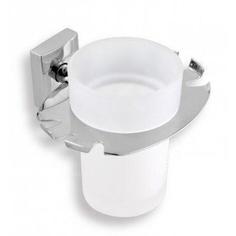 Novaservis Metalia 12 - Verre pour brosses à dents et dentifrice avec support, verre/chrome 0249,0