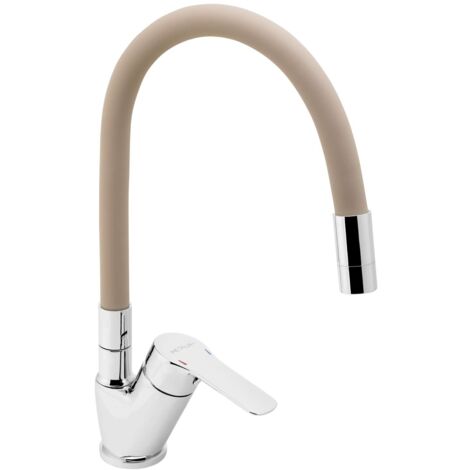 Novaservis Metalia 54 - Miscelatore per lavello, con braccio di erogazione flessibile, beige/cromo 54014F,0BE