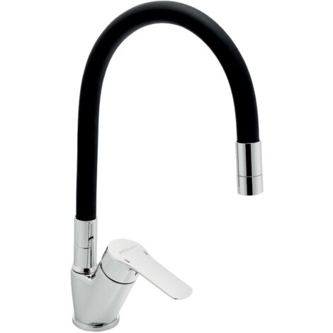 Novaservis Metalia 54 - Spültischarmatur mit flexiblem Arm, Chrom/schwarz 54014F,0C