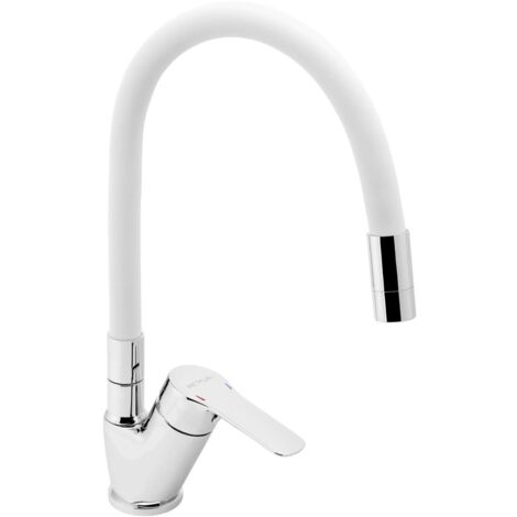 Novaservis Metalia 54 - Spültischarmatur mit flexiblem Arm, Chrom/weiß 54014F,0B