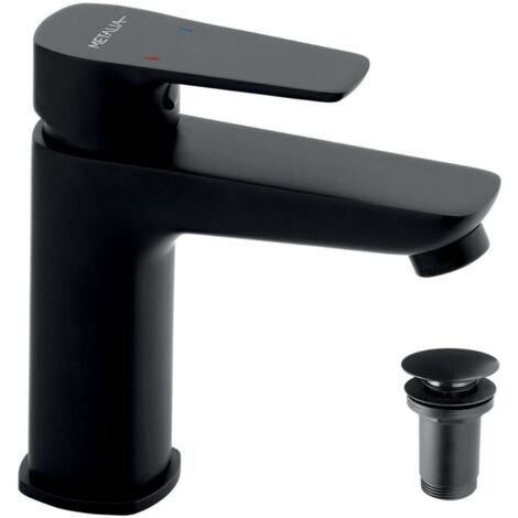 Novaservis Metalia 58 - Grifo de lavabo con desagüe, negro 58003,5
