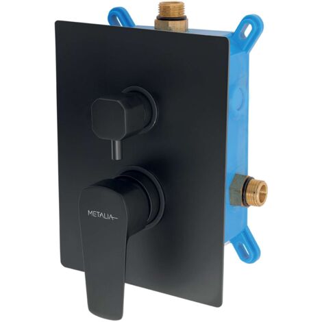 Novaservis Metalia 58 - Grifo empotrado para 2 aparatos, con cuerpo de montaje, negro BOX58051R,5