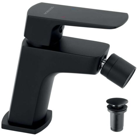 Novaservis Nobless Ego - Grifo de bidé, con desagüe, negro mate 43011,5