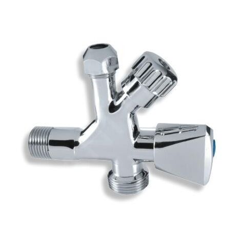 Novaservis Robinets d’angle - Cornet combiné avec valve pour machine à laver 3/8" x 1/2" x 3/4", chromé CF5104