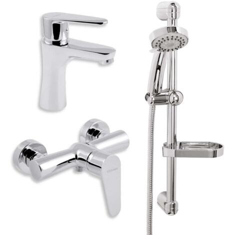 Novaservis Titania Fresh - Juego de grifería para lavabo y ducha con accesorios, cromo SADA96061