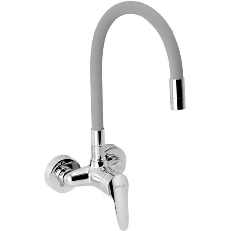 Novaservis Titania Iris New - Grifo de fregadero con brazo flexible, paso 100mm, gris plateado/cromo 94484,0S