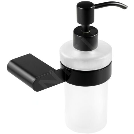 Novaservis Titania Naty - Distributeur de savon avec support, noir/verre mat 66655,5