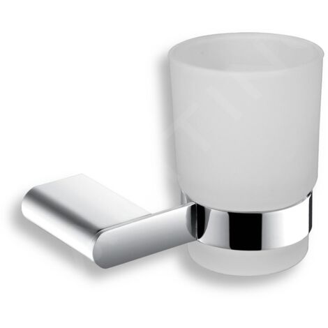 Novaservis Titania Naty - Verre pour brosses à dents et dentifrice avec support, verre dépoli/chrome 66606,0