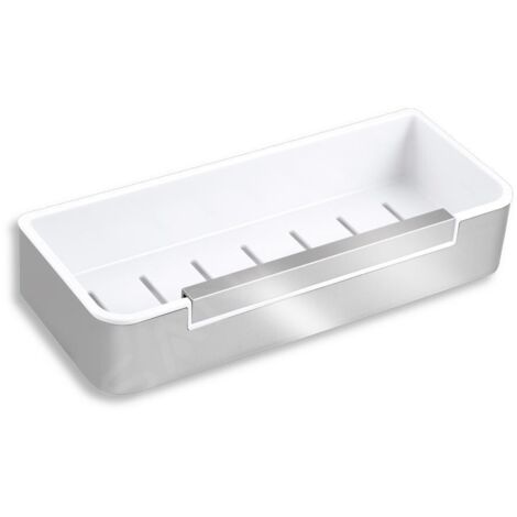 Novaservis Titania Yacore - Tablette de douche avec raclette pour cabine de douche, blanc/inox 65577,4