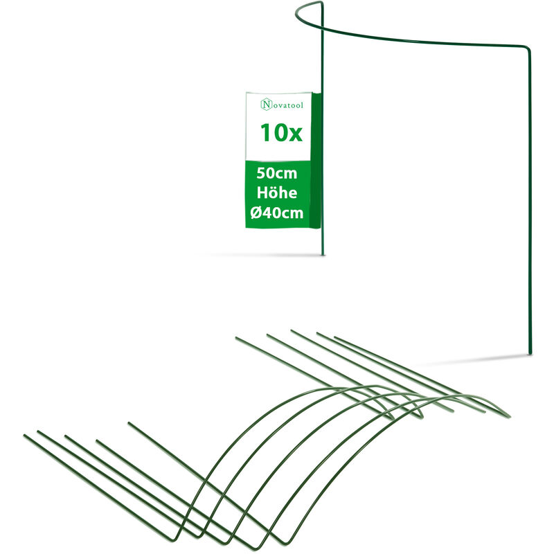 Novatool - 10x Strauchstützen 10 Strauchstützen Halbrund 50x40x15 Cm 5, 5mm Ø Staudenhalter Blumenhalter Rankgewächs Buschstütze Pflanzenstütze