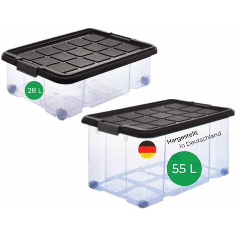 Novatool Aufbewahrungsbox  Aufbewahrungsbox mit Deckel 1x 55 L + 1x 28 L