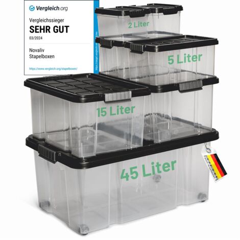 Novatool Aufbewahrungsbox Aufbewahrungsbox mit Deckel 1x45 L + 2x 15L + 2x 5L + 2x 2L