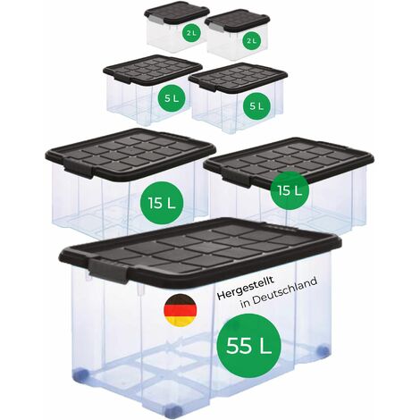 Novatool Aufbewahrungsbox  Aufbewahrungsbox mit Deckel 1x55 L + 2x 15L + 2x 5L + 2x 2L