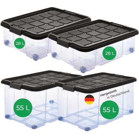 Novatool Aufbewahrungsbox Aufbewahrungsbox mit Deckel 2x 55 L + 2x 28 L